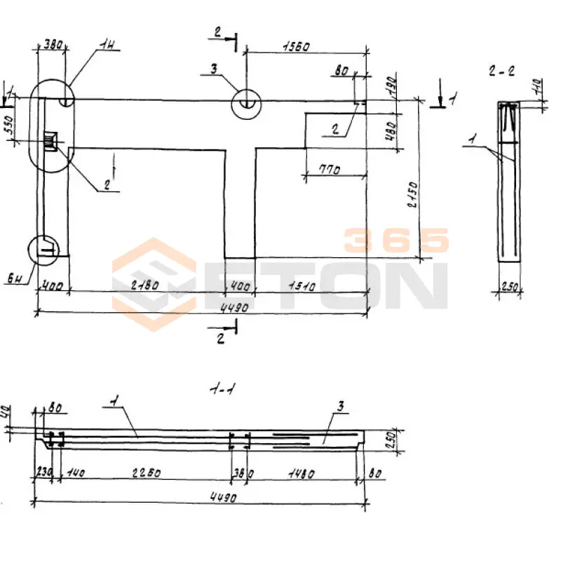 Панели опорные Серия 1.100.1-7 1НЧ 45-22-25-50 л-2