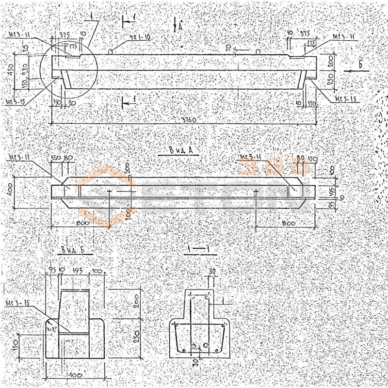 Ригели Серия 1.225.1 КЛ-3 2Р 38-4,5-11 т