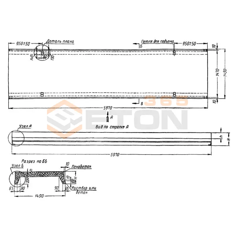 Плиты покрытий ГОСТ 7741-55 КАП 14-605 (ГОСТ 7741-55)