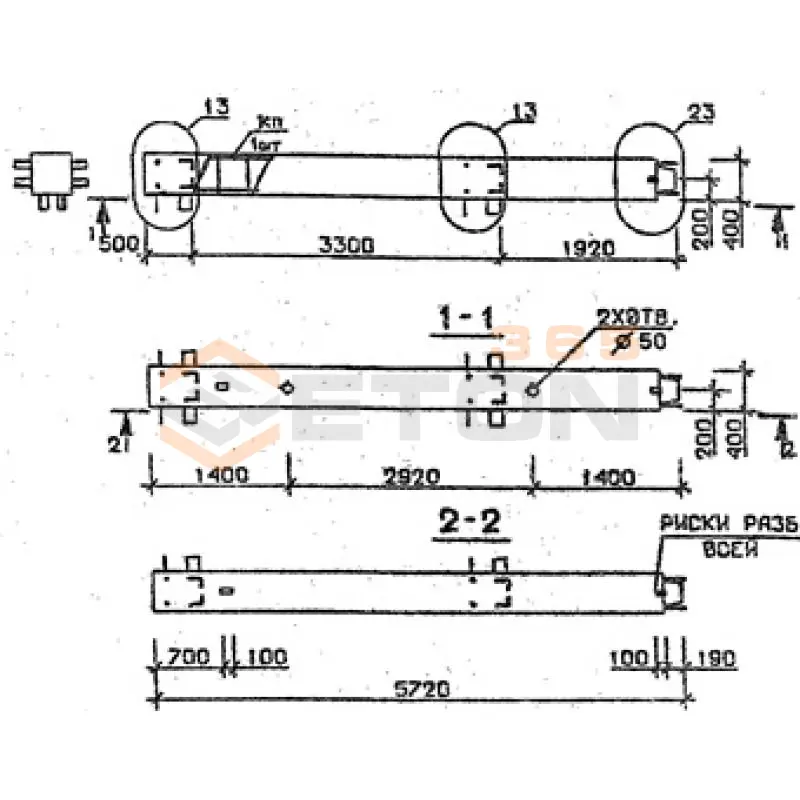Колонны сечением 400х400 мм для зданий с высотами этажей 3,3 м Серия 1.020.1-2с/89 4КВ 33-57-4