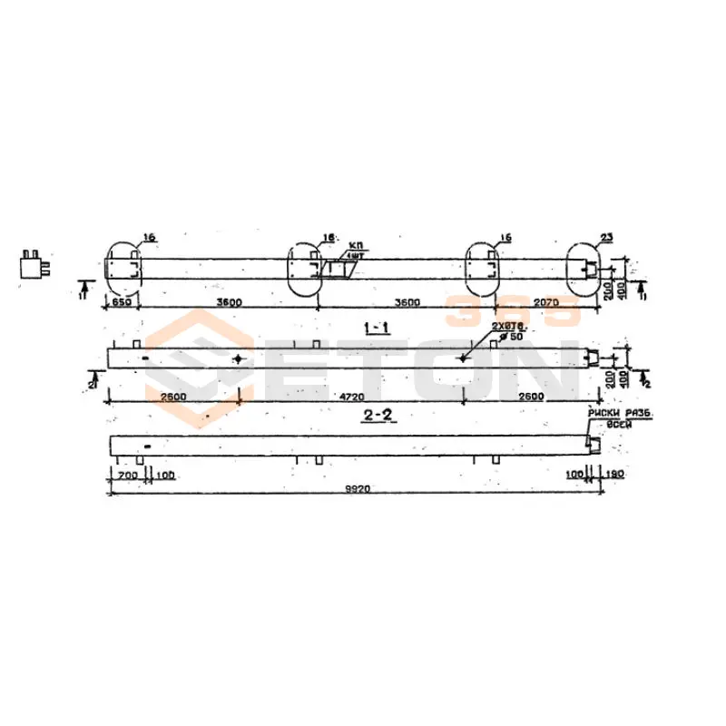 Колонны сечением 400х400 мм для зданий с высотами этажей 3,6 м Серия 1.020.1-2с/89 5КВ 36-99-2 с