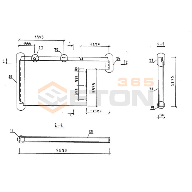 Панели внутренних стен Серия 1.090.1-1/88 1ПВГ 59-33