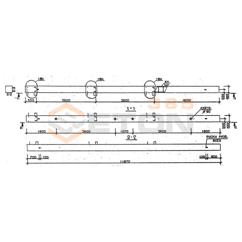 Колонны сечением 400х400 мм для зданий с высотами этажей 3,6 м Серия 1.020.1-2с/89 5КБ 36-119-4 н