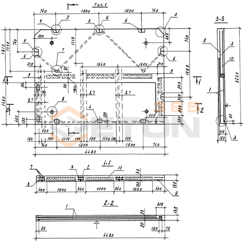 Плиты лоджий Серия 1.100.1-7 ПЛ 45-32-1