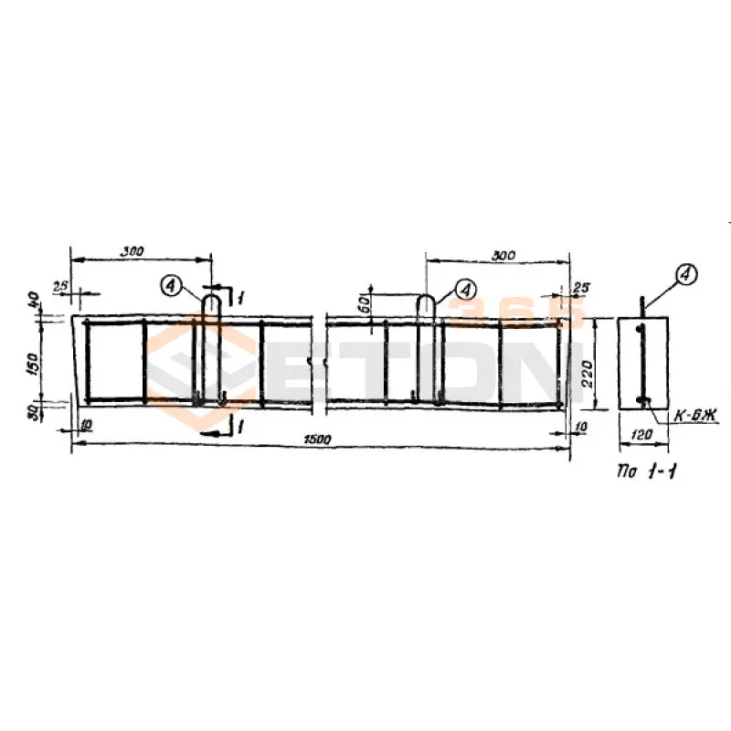 Перемычки Серия ИИ 01-02 ЖБ 1 (ИИ 01-02)