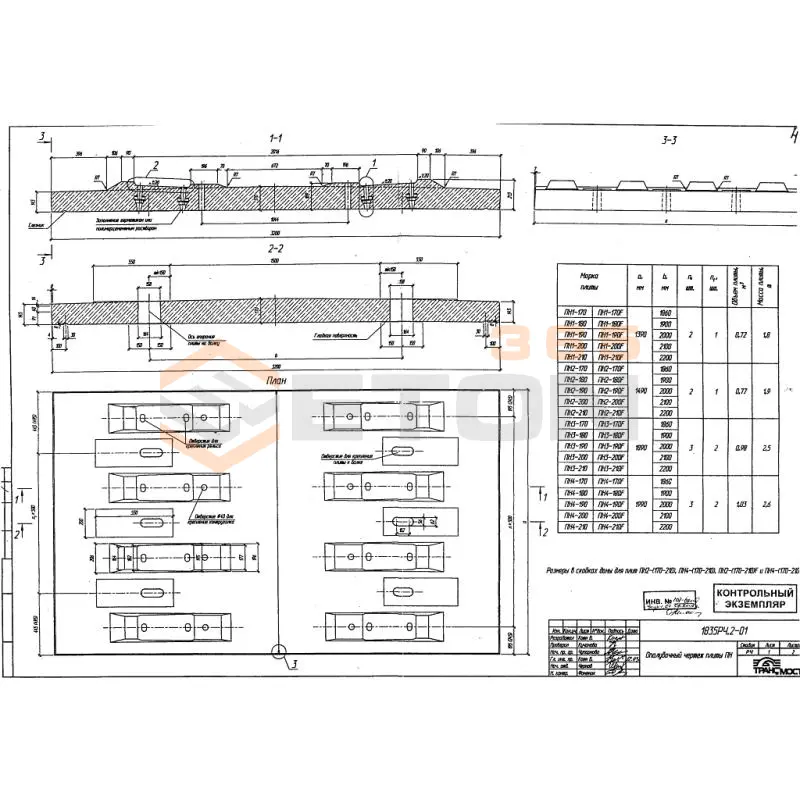 Плиты безбалластного мостового полотна (р.ч.1835РЧ/1922) БМП П2 Д-190