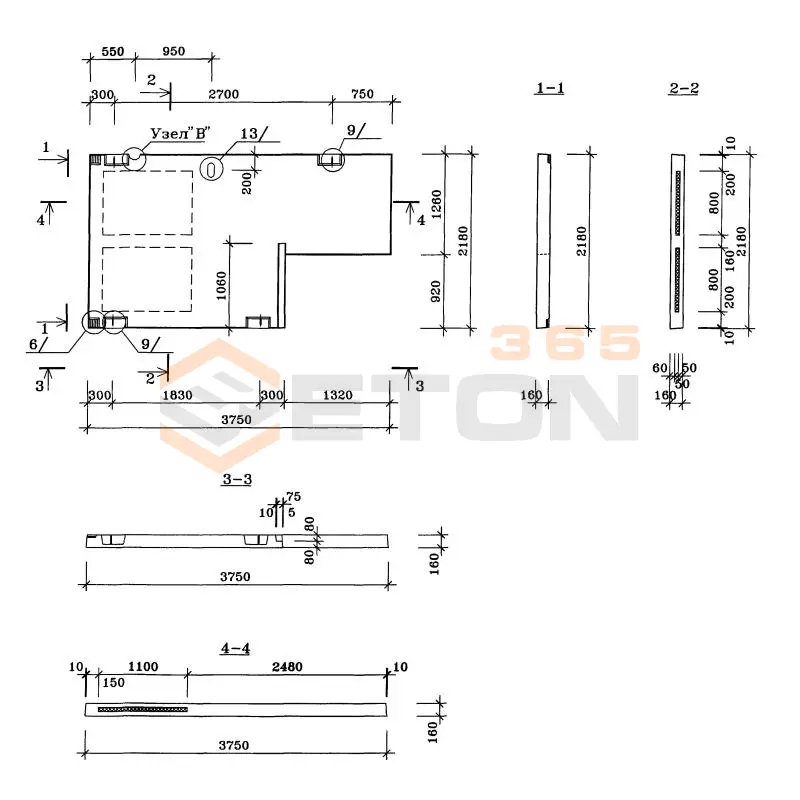 Плиты лифтового холла Альбом ИЖ 4.2-1 ПЛХ 6