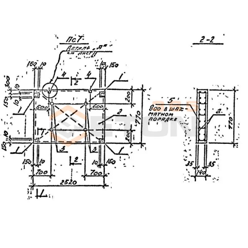 Панели стеновые Серия ВТИ КЖ 01-82 ПС 7 (ВТИ КЖ 01-82)