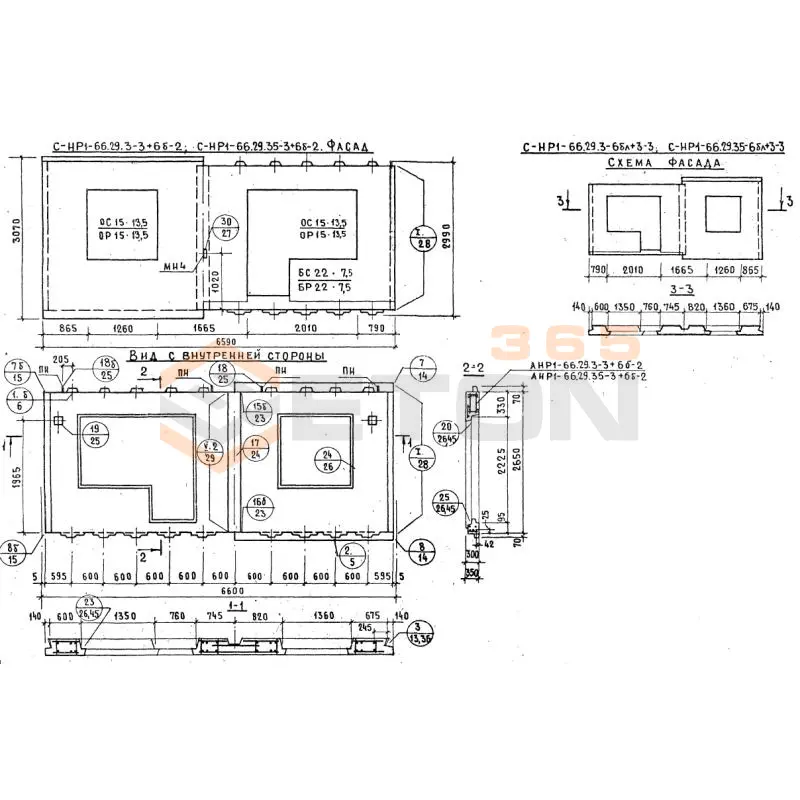 Панели наружных стен Серия 1.132.1-12с СНР 1-66-29-35-3+6б-2
