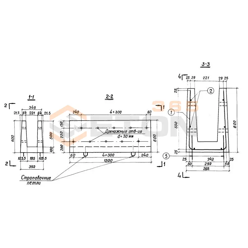 Лотки междупутные Альбом 984, Серия 3.501-68 ТО 5 тип 1