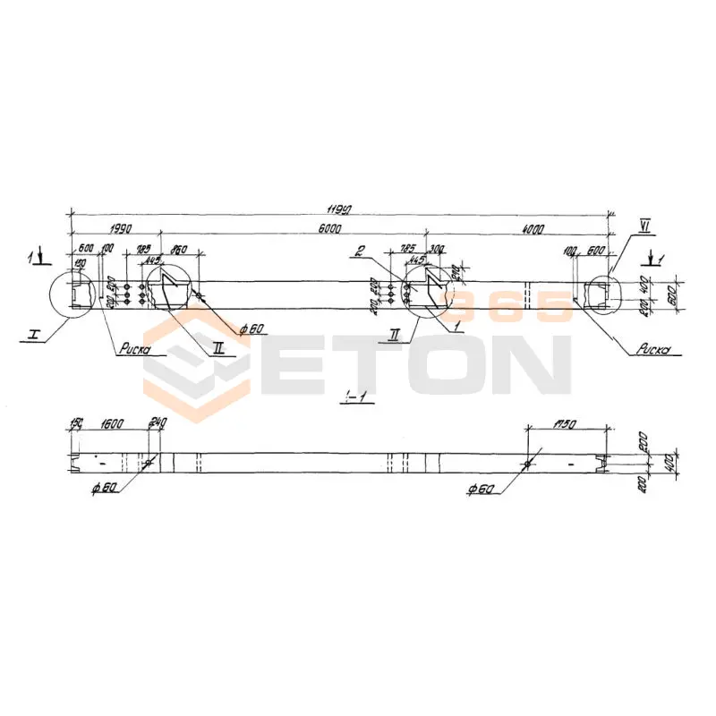 Колонны высотой 6,0; 7,2 м Серия 1.420.1-20с К 25-15 с