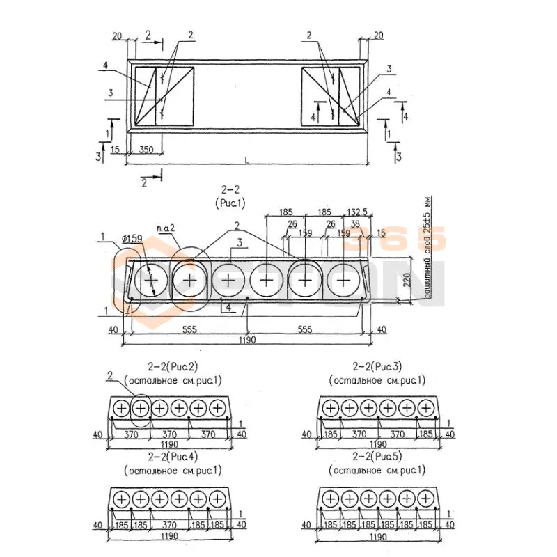 Плиты перекрытий многопустотные Серия Б1.041.1-3.08 ПТМ 60-12-22-11,0 S800