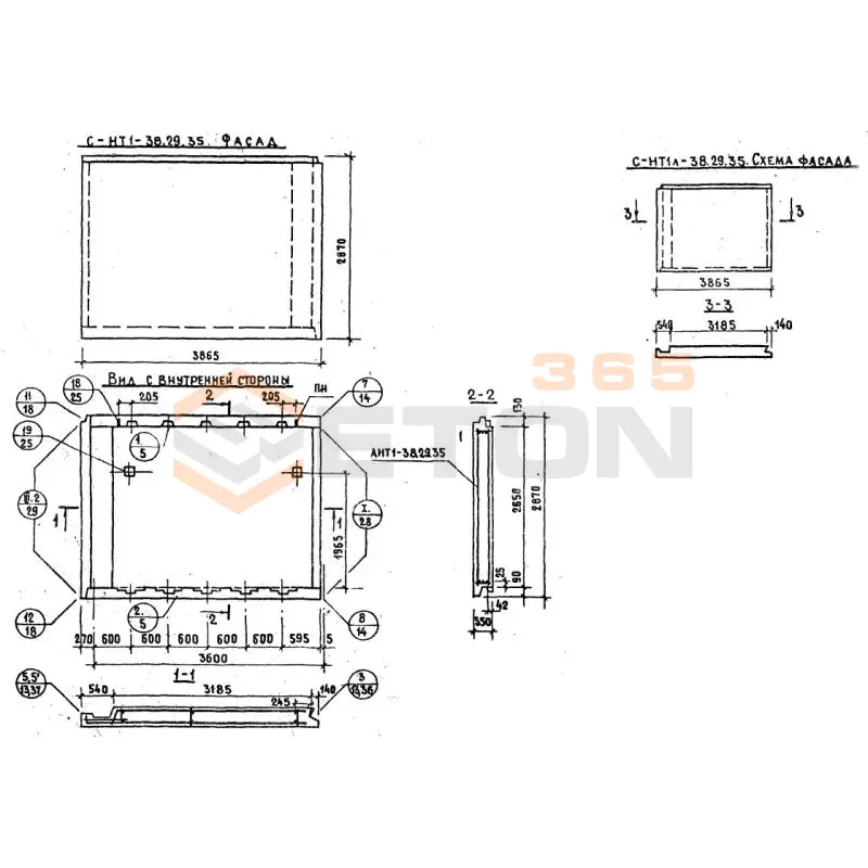 Панели наружных стен Серия 1.132.1-12с СНТ 1-38-29-35