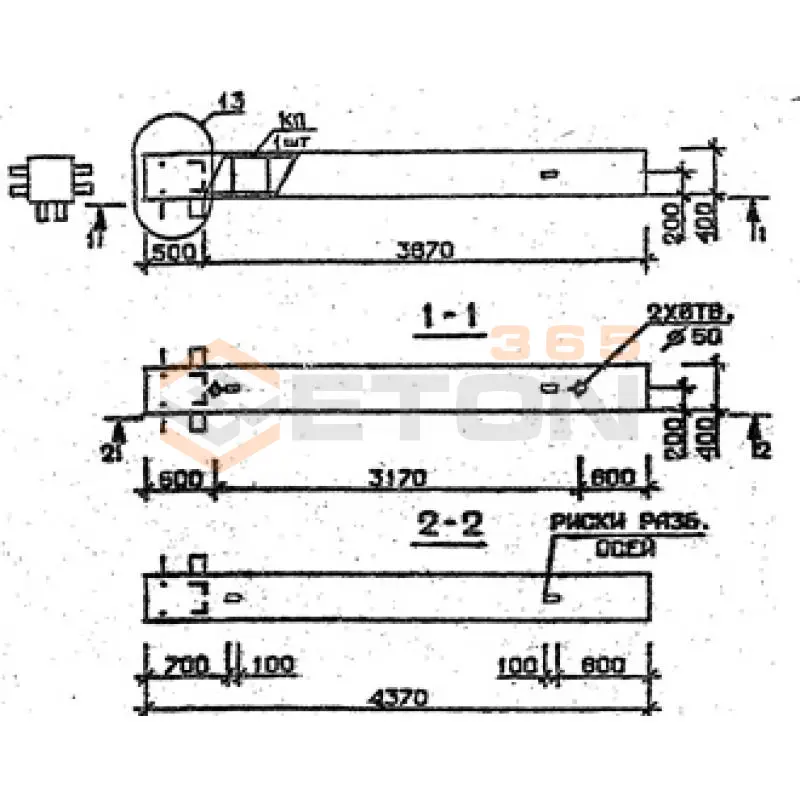 Колонны сечением 400х400 мм для зданий с высотами этажей 3,3 м Серия 1.020.1-2с/89 4КБ 33-44-4 с