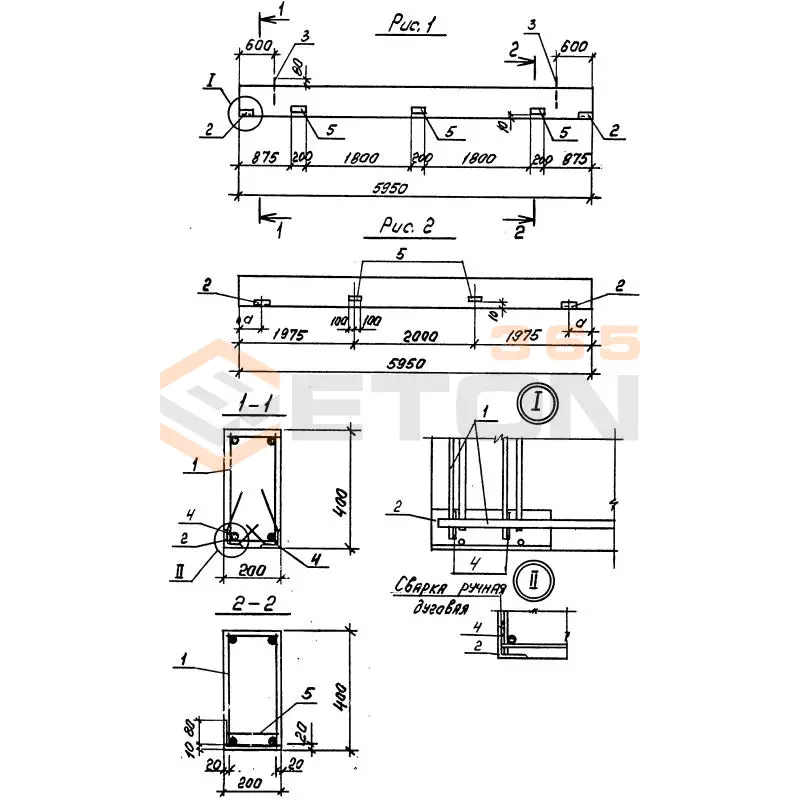 Балки Серия 3.016.1-9 БЭ 60-2-4-2