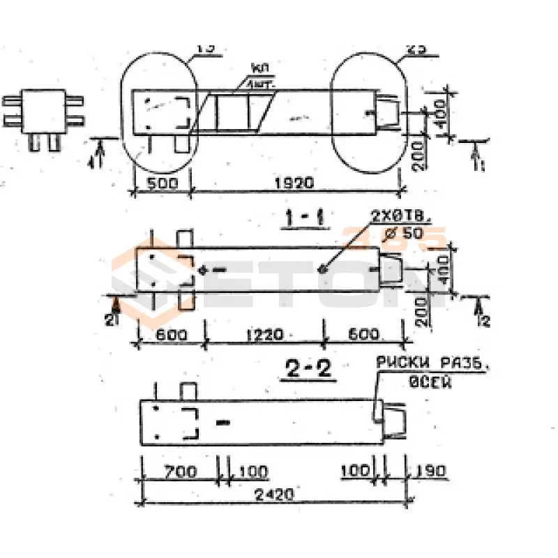 Колонны сечением 400х400 мм для зданий с высотами этажей 3,3 м Серия 1.020.1-2с/89 4КВ 33-24-4 с