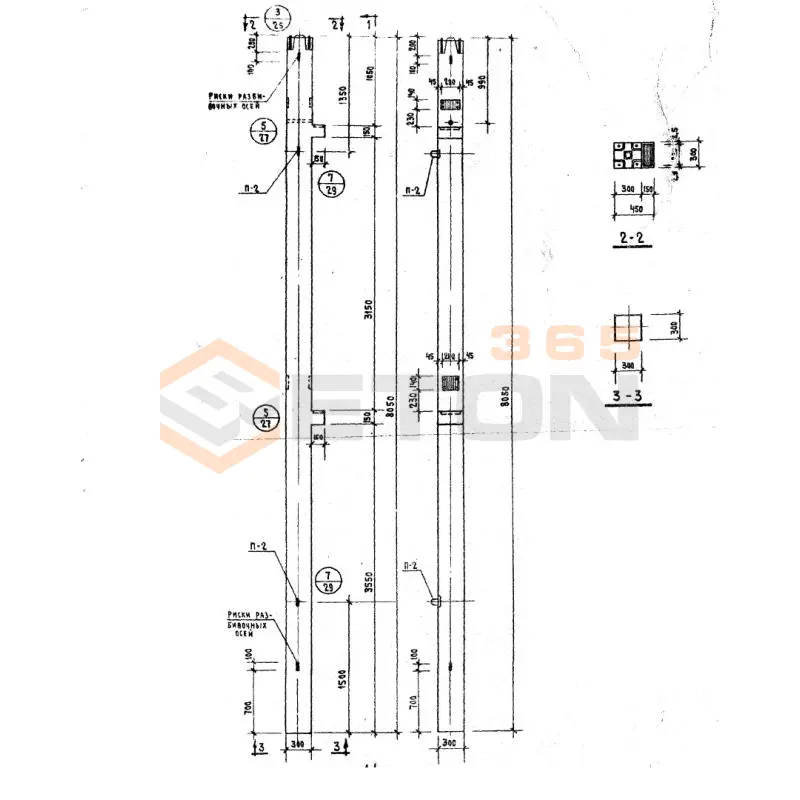 Колонны сечением 300х300 Серия ИИ 04-2 КНК 366-14-6