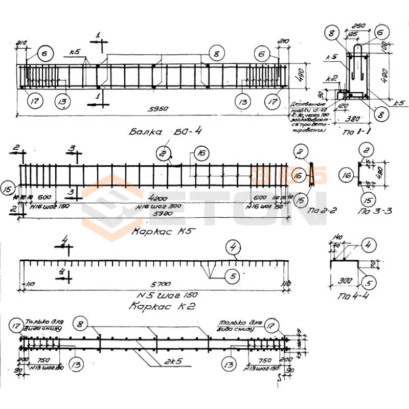 Балки обвязочные Серия КЭ 01-14 БО 4 (КЭ 01-14)