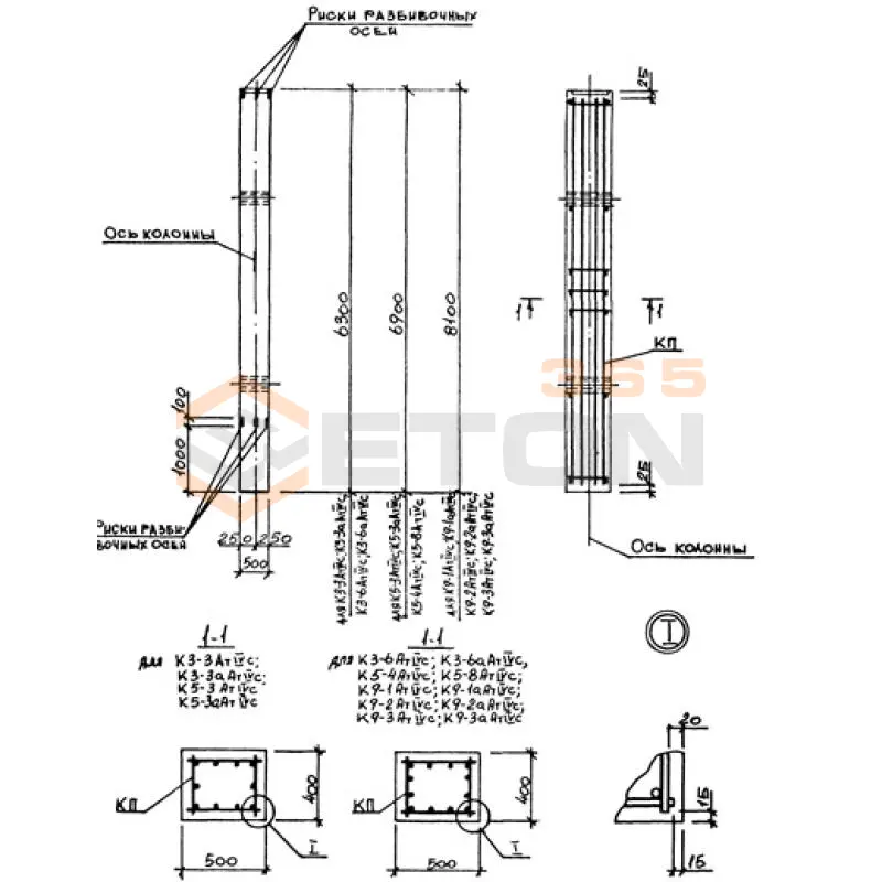 Колонны Серия 3.015-3/82 К 9-2а АтIVс