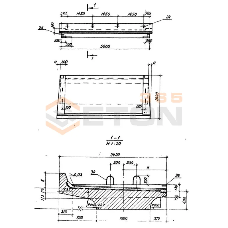 Балки с пониженной строительной высотой Серия 3.501.1-146 БП 50 к1 м АIII