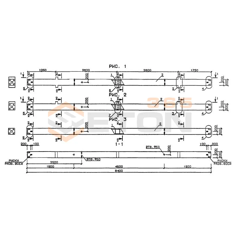 Колонны для зданий с высотой этажа 2,8 и 3,3 м серия 1.020-1/87 ( 1.020.1-7, 1.020-1/83, ИИ 04-1, 1.020.1-3пв ) 3КСД 4-28-1,4