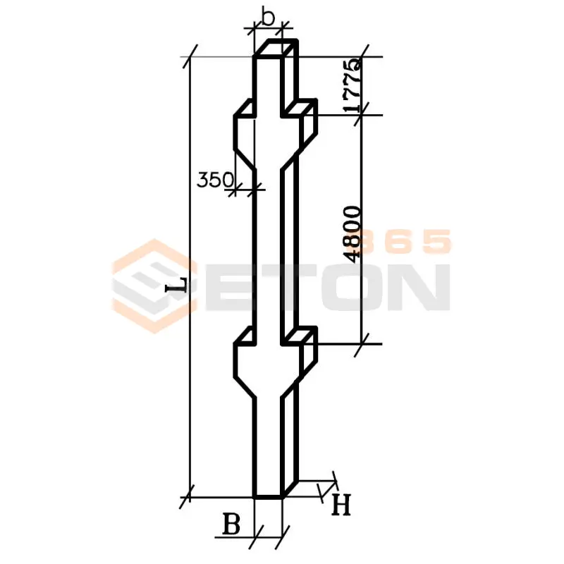 Колонны железобетонные для многоэтажных производственных зданий на высоту этажа 4,8 м Серия 1.420-12 вып. 2 К 14а-6