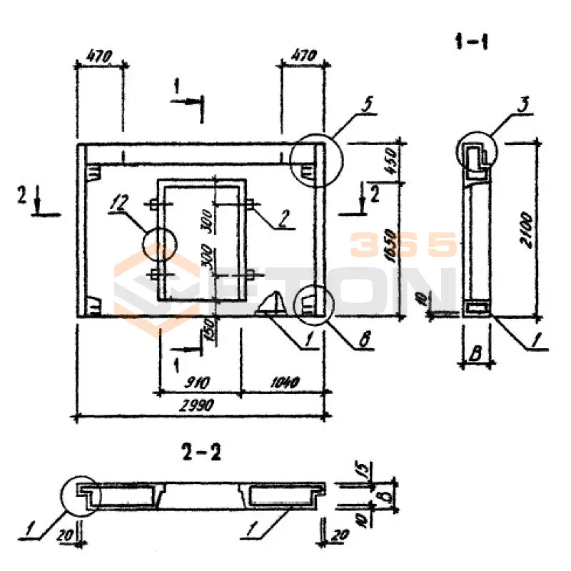 Панели стеновые нулевого цикла (цокольные) Серия 1.090.1-3пв 2ПСЦ 30-21-3,5 п пв (1.090.1-3пв)