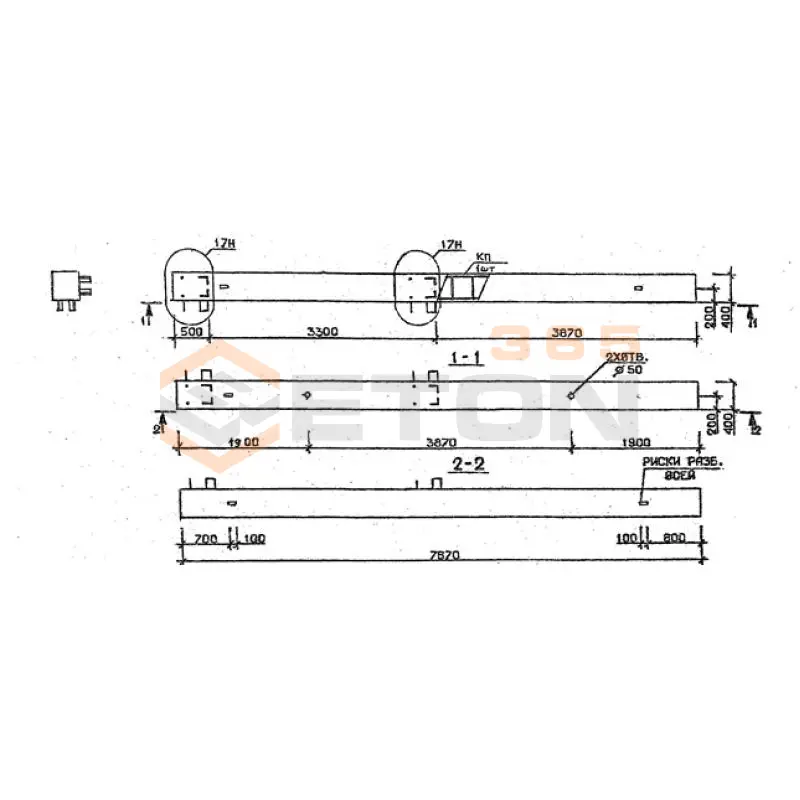 Колонны сечением 400х400 мм для зданий с высотами этажей 3,3 м Серия 1.020.1-2с/89 5КБ 33-77-3 сн