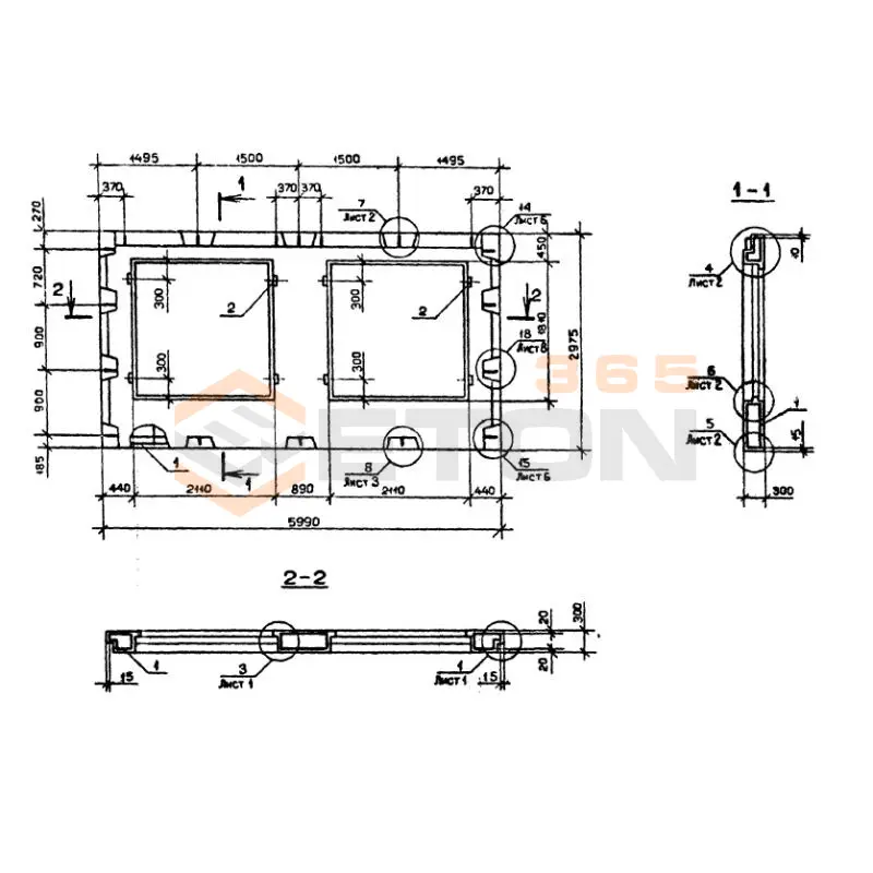 Панели наружных стен Серия 1.090.1-2с 2ПСО 60-30-3-1 пс (1.090.1-2с)