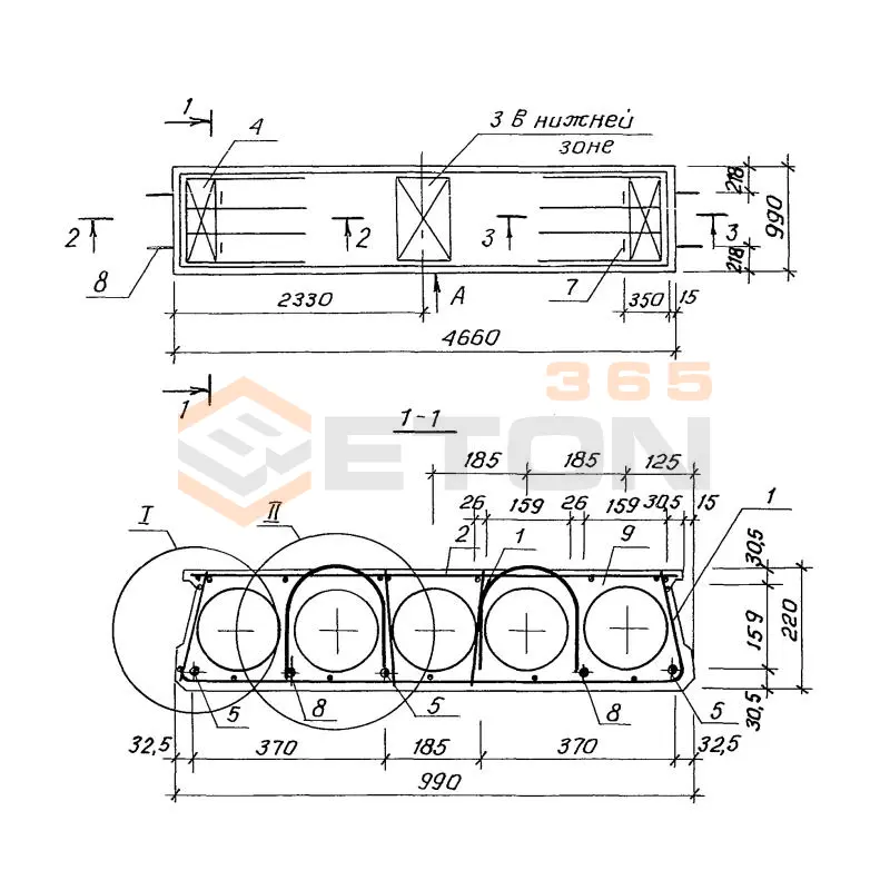 Плиты многопустотные для районов с сейсмичностью Серия 1.141.1-40с 1ПК 47-10-8 АтV с8