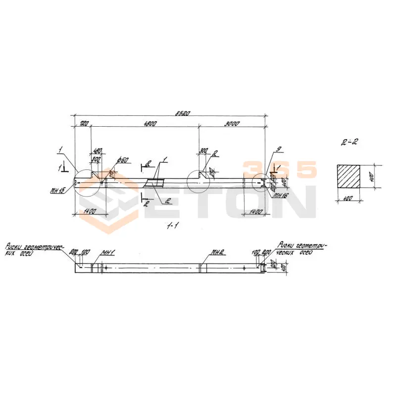 Колонны железобетонные. Высота этажей 4,8 и 6,0 м серия 1.420-35.95 ( 1.420-12, ИИ 23-3/70, ИИ 23-2/70, ИИ 23-1/70 ) К 15-3