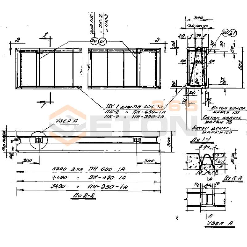 Перемычки наружных стен Серия СТ 02-01 ПН 450-1 А (СТ 02-01)