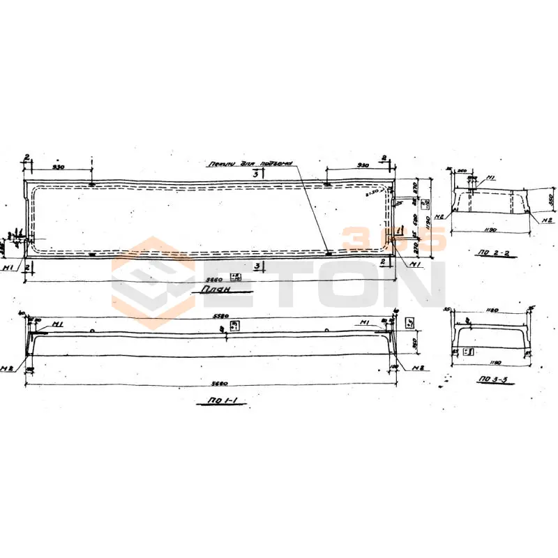 Плиты ребристые Серия ИИ 64 ПВ 1-3-2 (ИИ 64)