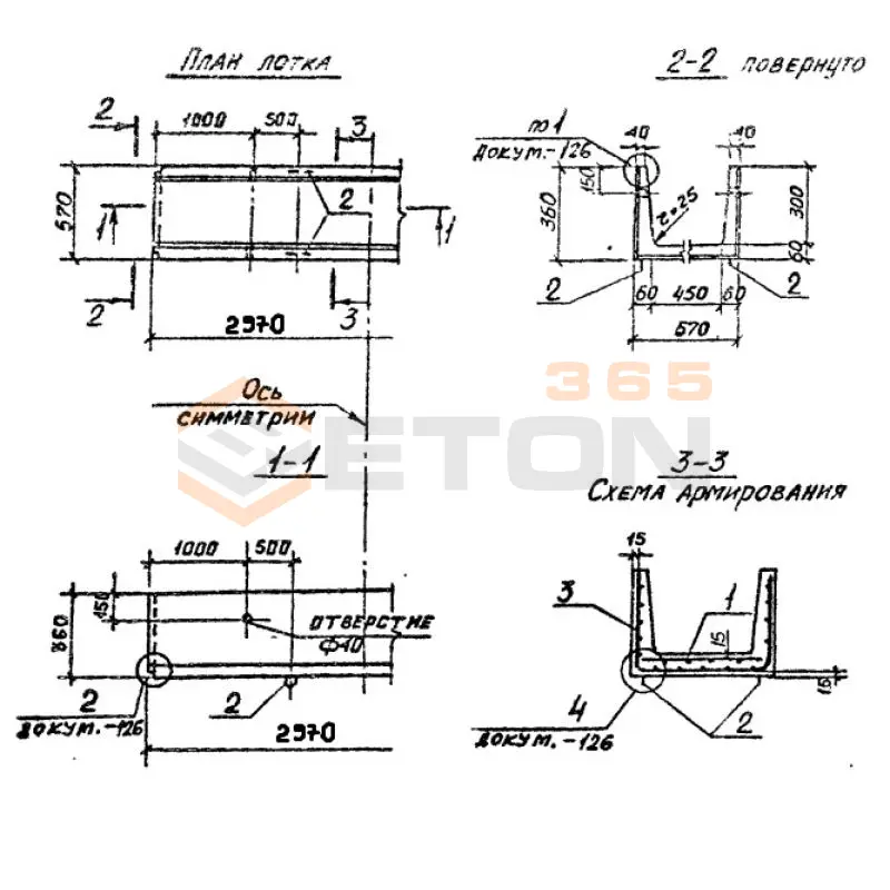 Лотки теплотрасс Л серия 3.006.1-2/87 Л 2-15/2