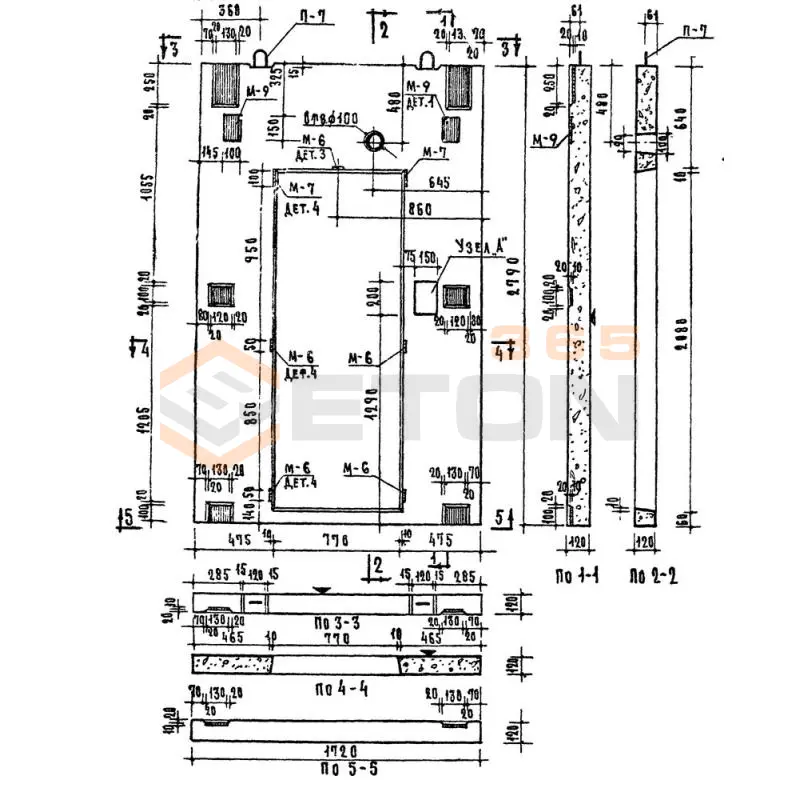 Стенки шахт лифтов Серия 03-02 Альбом 65 СЛ 1