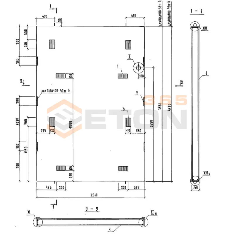 Панели шахт лифтов Серия 1.289.1-2 ПШЛ 100-36п-4