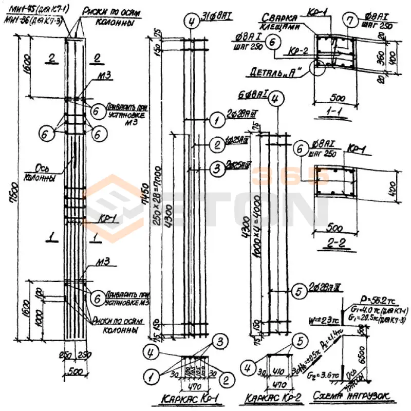 Колонны Серия 3.015-3/77 К 7-4 (3.015-3/77)