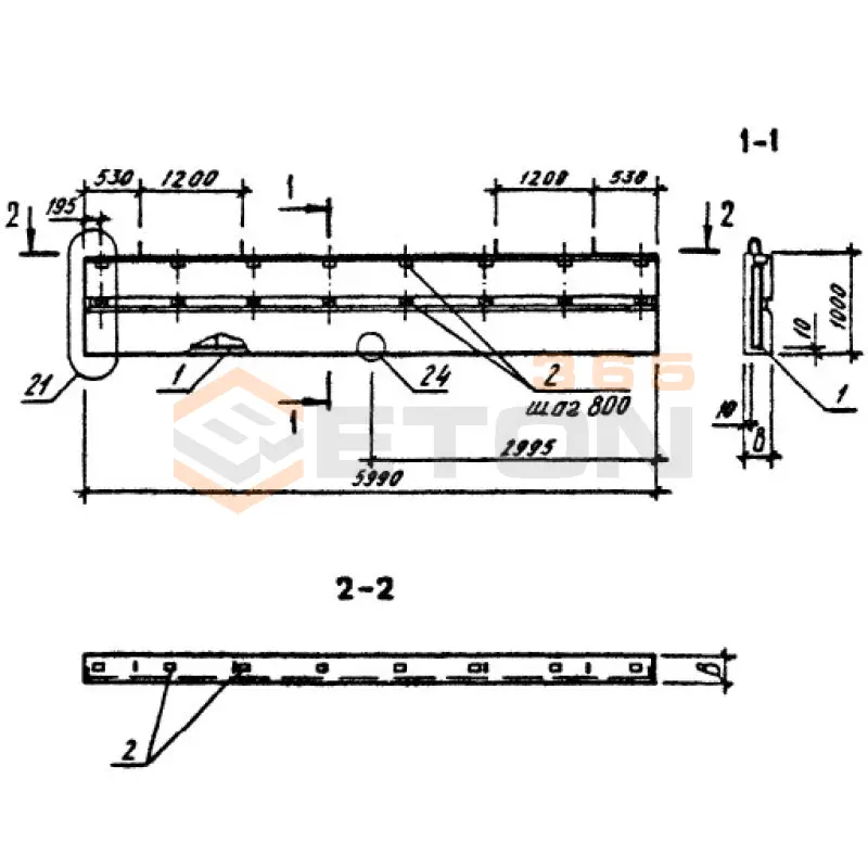 Панели наружных стен однослойные Серия 1.090.1-3пв ПСП 60-10-2,6 п пв (1.090.1-3пв)
