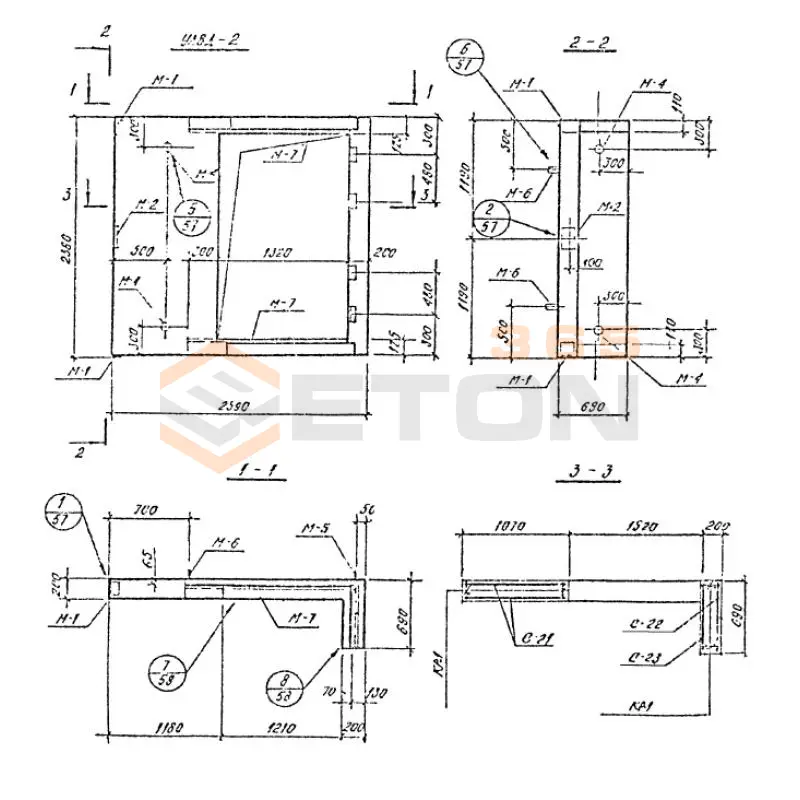 Уголковые элементы встроенных лестничных клеток Шифр 789-04 УЛВД 2