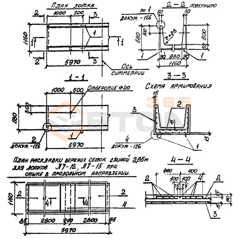 Лотки теплотрасс Л серия 3.006.1-2/87 Л 7-15