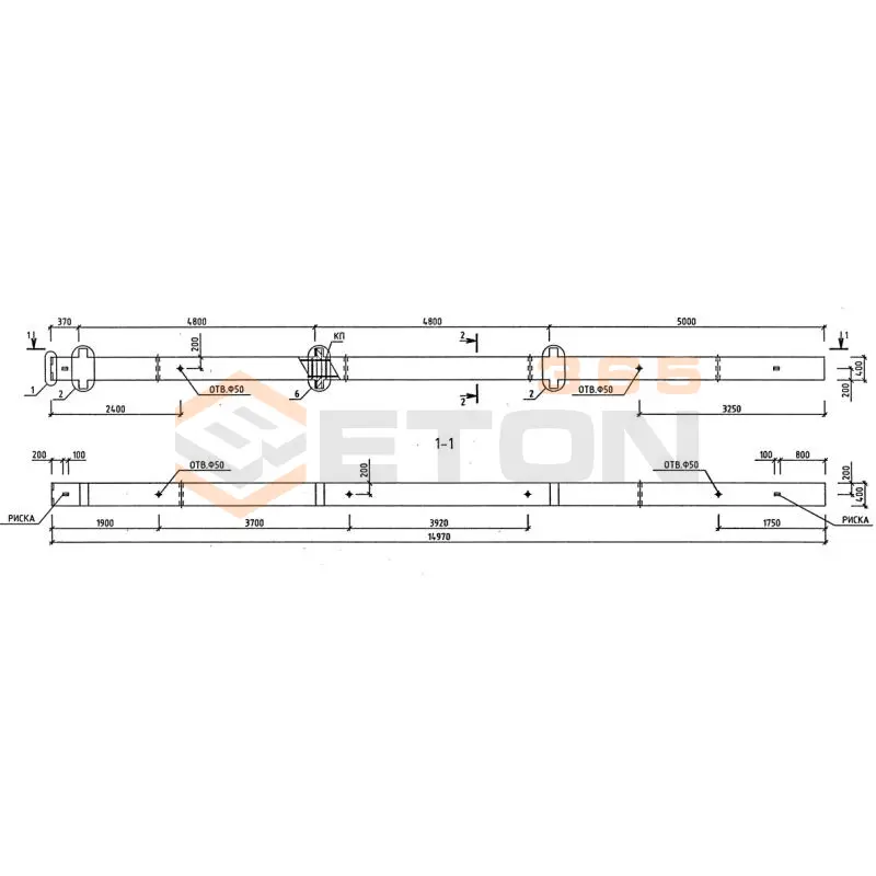 Колонны для зданий с высотой этажей 4,8 (6,0) и 3,6 (4,8) м серия 1.020-1/87 ( 1.020.1-7, 1.020-1/83, ИИ 04-1, 1.020.1-3пв ) 3КБО 48-1