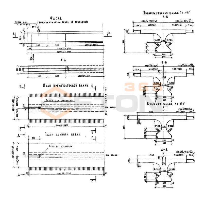 Балки пролетного строения Серия 3.503-12 Пр 12 г-14 ук