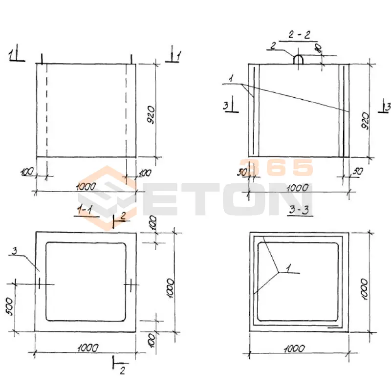 Шахты вентиляционные Серия 1.100.1-7 ВШ 10-9-100 л