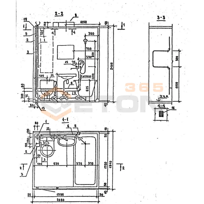 Кабины санитарно-технические типа "Колпак" для зданий с теплым чердаком Серия 1.188-5 3СК 25 л/пр