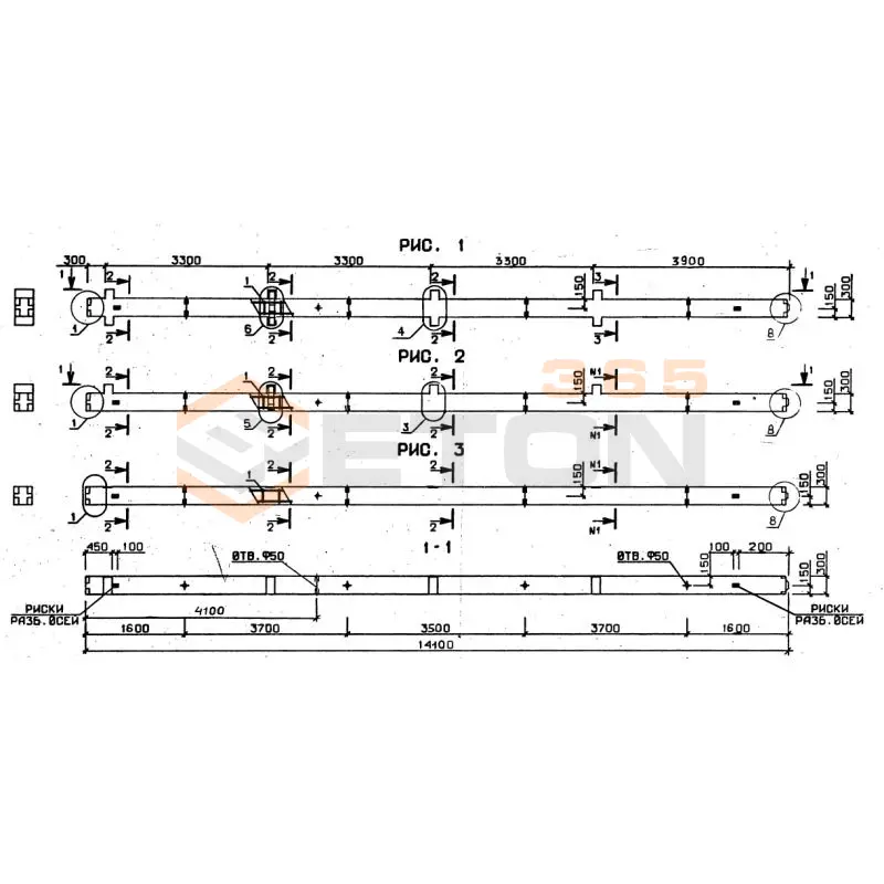 Колонны сечением 300х300 серия 1.020-1/87 ( 1.020.1-7, 1.020-1/83, ИИ 04-1, 1.020.1-3пв ) 4К 3-33-42-2 пв
