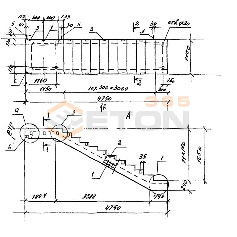 Лестничные марши ребристые с полуплощадками ЛМП Серия 1.050.9-4.93 ЛМП 57-11-17-5-13 с (1.050.9-4.93)