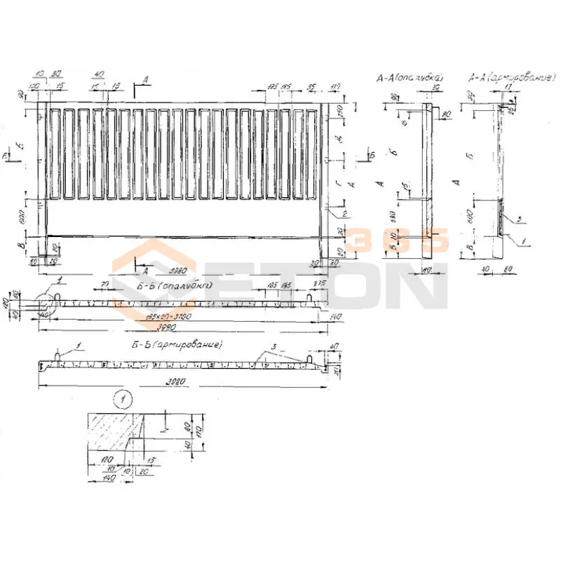 Панели оград Серия Б 3.017.1-4.03 ПО 40-29-12