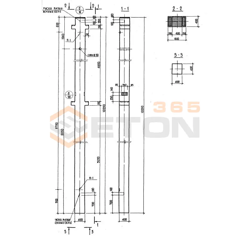Колонны сечением 400х400 Серия ИИ 04-2 К2Р 448-38