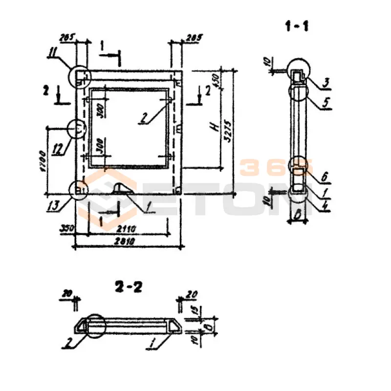Панели наружных стен однослойные Серия 1.090.1-3пв 2ПСО 28-33-3,5-1 п пв (1.090.1-3пв)
