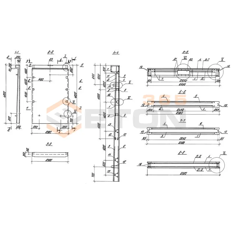 Панели стеновые балочные для прямоугольных сооружений Серия 3.900.1-10 ПС 1-48 бг5